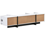 TV Stand - 74.8"W, For 80" TVs, High Gloss UV Surface, 2 Drawers, 3 Cabinets, Particleboard, White/Black, 88 lbs Capacity
