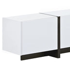 TV Stand - 74.8"W, For 80" TVs, High Gloss UV Surface, 2 Drawers, 3 Cabinets, Particleboard, White/Black, 88 lbs Capacity