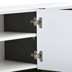 TV Stand - 74.8"W, For 80" TVs, High Gloss UV Surface, 2 Drawers, 3 Cabinets, Particleboard, White/Black, 88 lbs Capacity
