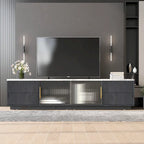TV Stand - 62.9"L x 15.7"W x 17.7"H, For 70" TVs, 4 Drawers, Storage Cabinet, MDF, 110 lbs Capacity, Black/White