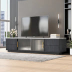 TV Stand - 62.9"L x 15.7"W x 17.7"H, For 70" TVs, 4 Drawers, Storage Cabinet, MDF, 110 lbs Capacity, Black/White