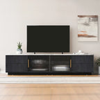 TV Stand - 62.9"L x 15.7"W x 17.7"H, For 70" TVs, 4 Drawers, Storage Cabinet, MDF, 110 lbs Capacity, Black/White