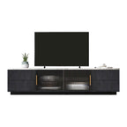 TV Stand - 62.9"L x 15.7"W x 17.7"H, For 70" TVs, 4 Drawers, Storage Cabinet, MDF, 110 lbs Capacity, Black/White