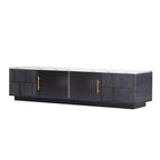TV Stand - 62.9"L x 15.7"W x 17.7"H, For 70" TVs, 4 Drawers, Storage Cabinet, MDF, 110 lbs Capacity, Black/White