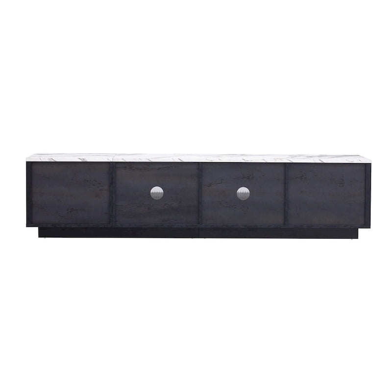 TV Stand - 62.9"L x 15.7"W x 17.7"H, For 70" TVs, 4 Drawers, Storage Cabinet, MDF, 110 lbs Capacity, Black/White