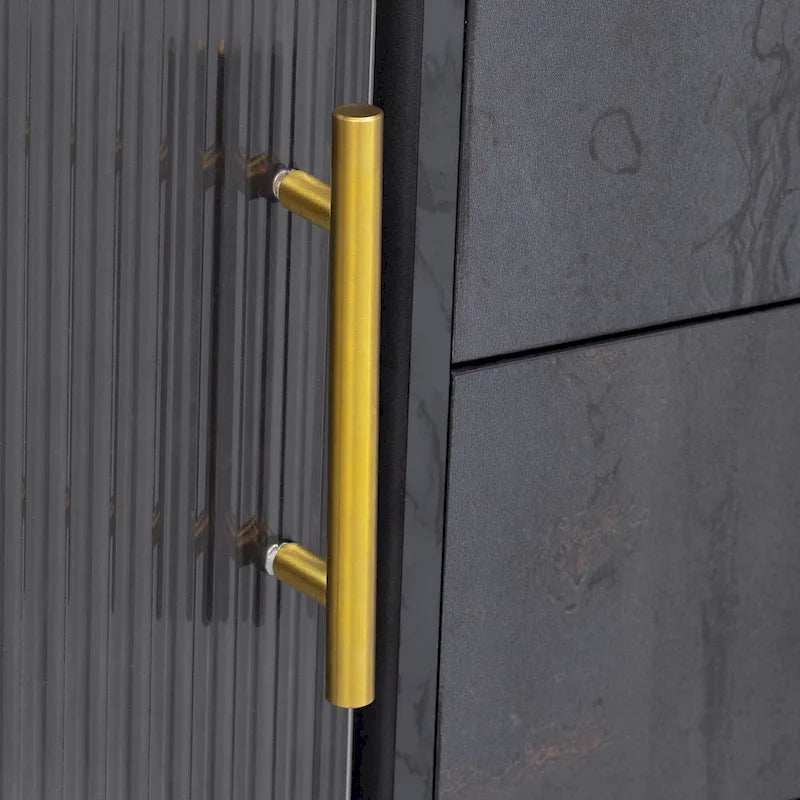 TV Stand - 62.9"L x 15.7"W x 17.7"H, For 70" TVs, 4 Drawers, Storage Cabinet, MDF, 110 lbs Capacity, Black/White