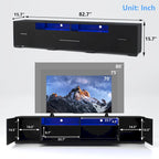 TV Console with RGB Lights - 83"W, For 80" TVs, 90% Storage, App/Remote Control, 31 Modes, Particleboard, Black, 220 lbs