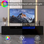 TV Console with RGB Lights - 83"W, For 80" TVs, 90% Storage, App/Remote Control, 31 Modes, Particleboard, Black, 220 lbs