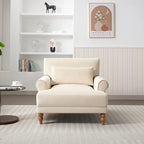 37.8" Velvet Accent Chair - Ergonomic Lumbar Support, Roman Column Legs, Circular Armrests, 220 lbs Capacity, Polyester