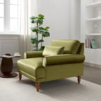 37.8" Velvet Accent Chair - Ergonomic Lumbar Support, Roman Column Legs, Circular Armrests, 220 lbs Capacity, Polyester