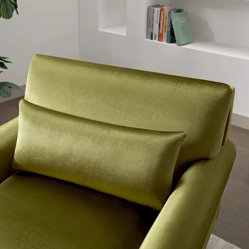 37.8" Velvet Accent Chair - Ergonomic Lumbar Support, Roman Column Legs, Circular Armrests, 220 lbs Capacity, Polyester