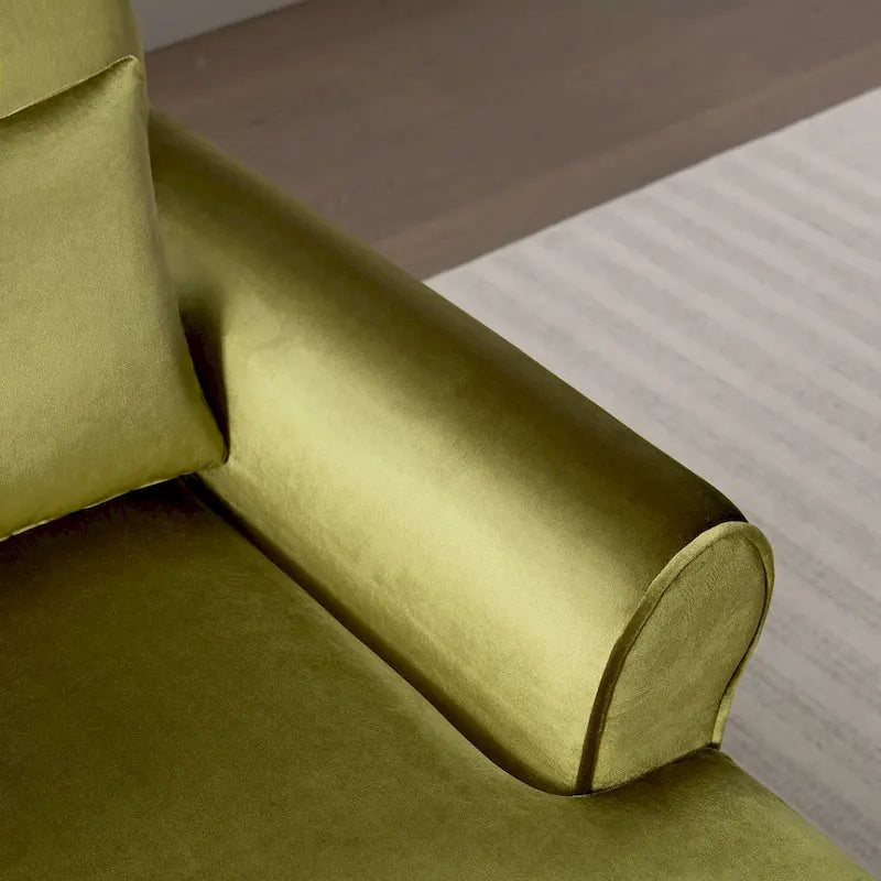 37.8" Velvet Accent Chair - Ergonomic Lumbar Support, Roman Column Legs, Circular Armrests, 220 lbs Capacity, Polyester