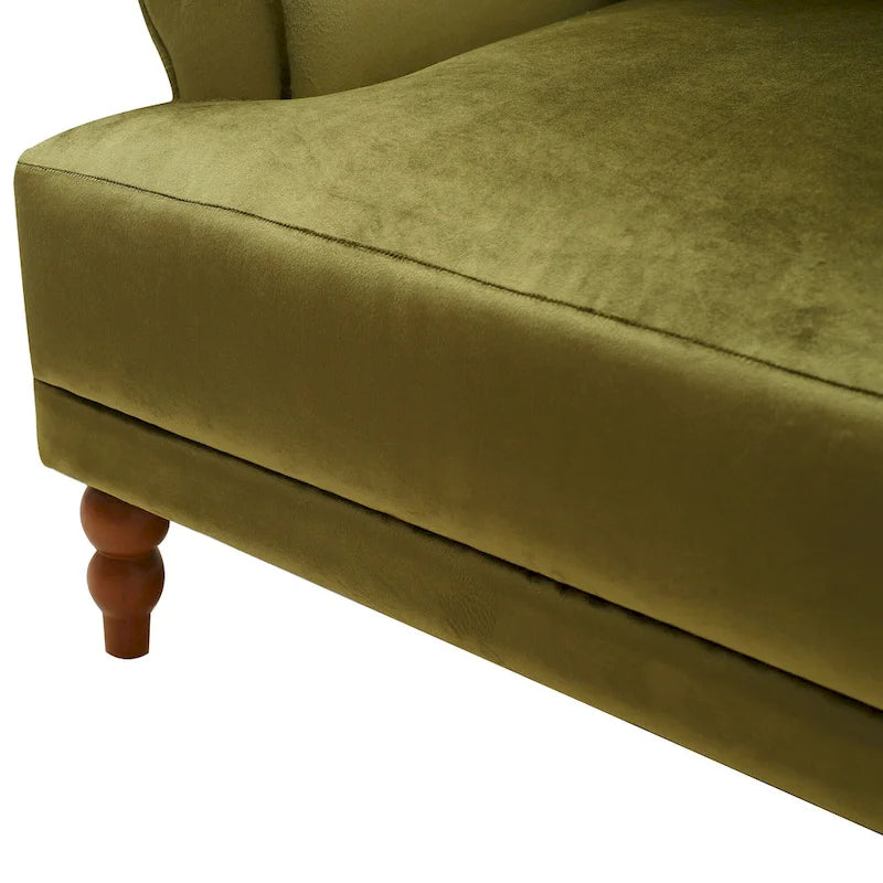 37.8" Velvet Accent Chair - Ergonomic Lumbar Support, Roman Column Legs, Circular Armrests, 220 lbs Capacity, Polyester