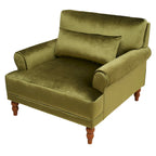 37.8" Velvet Accent Chair - Ergonomic Lumbar Support, Roman Column Legs, Circular Armrests, 220 lbs Capacity, Polyester