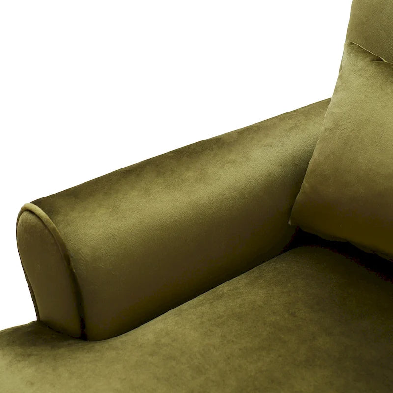 37.8" Velvet Accent Chair - Ergonomic Lumbar Support, Roman Column Legs, Circular Armrests, 220 lbs Capacity, Polyester