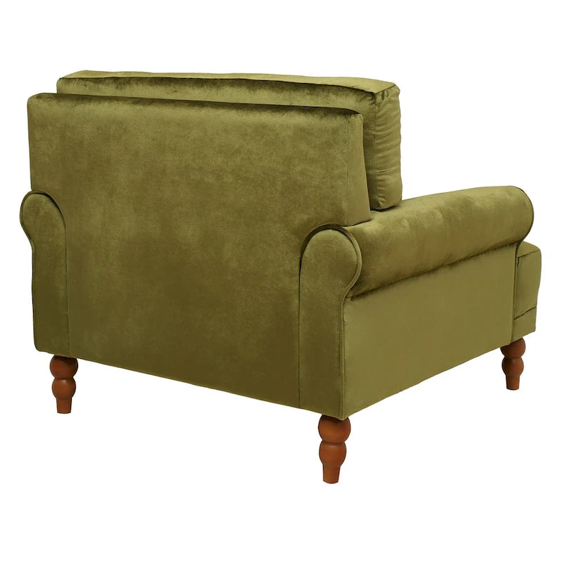 37.8" Velvet Accent Chair - Ergonomic Lumbar Support, Roman Column Legs, Circular Armrests, 220 lbs Capacity, Polyester
