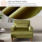 37.8" Velvet Accent Chair - Ergonomic Lumbar Support, Roman Column Legs, Circular Armrests, 220 lbs Capacity, Polyester