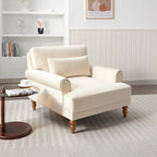 37.8" Velvet Accent Chair - Ergonomic Lumbar Support, Roman Column Legs, Circular Armrests, 220 lbs Capacity, Polyester