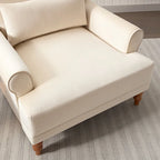 37.8" Velvet Accent Chair - Ergonomic Lumbar Support, Roman Column Legs, Circular Armrests, 220 lbs Capacity, Polyester