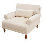 37.8" Velvet Accent Chair - Ergonomic Lumbar Support, Roman Column Legs, Circular Armrests, 220 lbs Capacity, Polyester