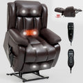 Electric Power Lift Recliner Chair - Genuine Leather, Dual Motors, 8-Point Massage, Lumbar Heat, 180° Recline