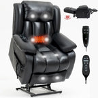 Electric Power Lift Recliner Chair - Genuine Leather, Dual Motors, 8-Point Massage, Lumbar Heat, 180° Recline