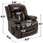 Electric Power Lift Recliner Chair - Genuine Leather, Dual Motors, 8-Point Massage, Lumbar Heat, 180° Recline