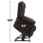 Electric Power Lift Recliner Chair - Genuine Leather, Dual Motors, 8-Point Massage, Lumbar Heat, 180° Recline
