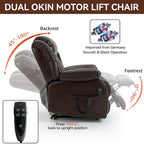 Electric Power Lift Recliner Chair - Genuine Leather, Dual Motors, 8-Point Massage, Lumbar Heat, 180° Recline