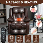 Electric Power Lift Recliner Chair - Genuine Leather, Dual Motors, 8-Point Massage, Lumbar Heat, 180° Recline