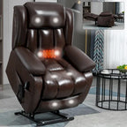 Electric Power Lift Recliner Chair - Genuine Leather, Dual Motors, 8-Point Massage, Lumbar Heat, 180° Recline