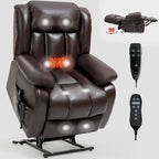Electric Power Lift Recliner Chair - Genuine Leather, Dual Motors, 8-Point Massage, Lumbar Heat, 180° Recline
