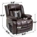 Electric Power Lift Recliner Chair - Genuine Leather, Dual Motors, 8-Point Massage, Lumbar Heat, 180° Recline