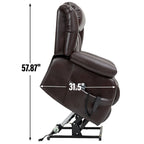 Electric Power Lift Recliner Chair - Genuine Leather, Dual Motors, 8-Point Massage, Lumbar Heat, 180° Recline