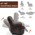 Electric Power Lift Recliner Chair - Genuine Leather, Dual Motors, 8-Point Massage, Lumbar Heat, 180° Recline