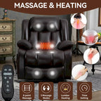 Electric Power Lift Recliner Chair - Genuine Leather, Dual Motors, 8-Point Massage, Lumbar Heat, 180° Recline