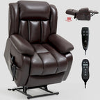 Electric Power Lift Recliner Chair - Genuine Leather, Dual Motors, 8-Point Massage, Lumbar Heat, 180° Recline