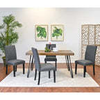Dining Table with Chairs and Bench - 60"D x 33"W x 30"H, 4 Chairs, Linen Upholstered, Hairpin Legs, Industrial, 3 Colors
