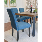 Dining Table with Chairs and Bench - 60"D x 33"W x 30"H, 4 Chairs, Linen Upholstered, Hairpin Legs, Industrial, 3 Colors