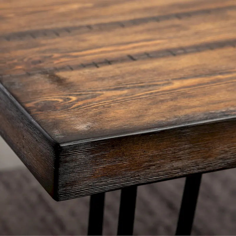 Dining Table with Chairs and Bench - 60"D x 33"W x 30"H, 4 Chairs, Linen Upholstered, Hairpin Legs, Industrial, 3 Colors