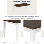 Dining Table with Chairs and Bench - 60"L x 36"W, Includes 4 Chairs & 1 Bench, Solid Wood Veneer, Distressed Walnut, 350 lbs