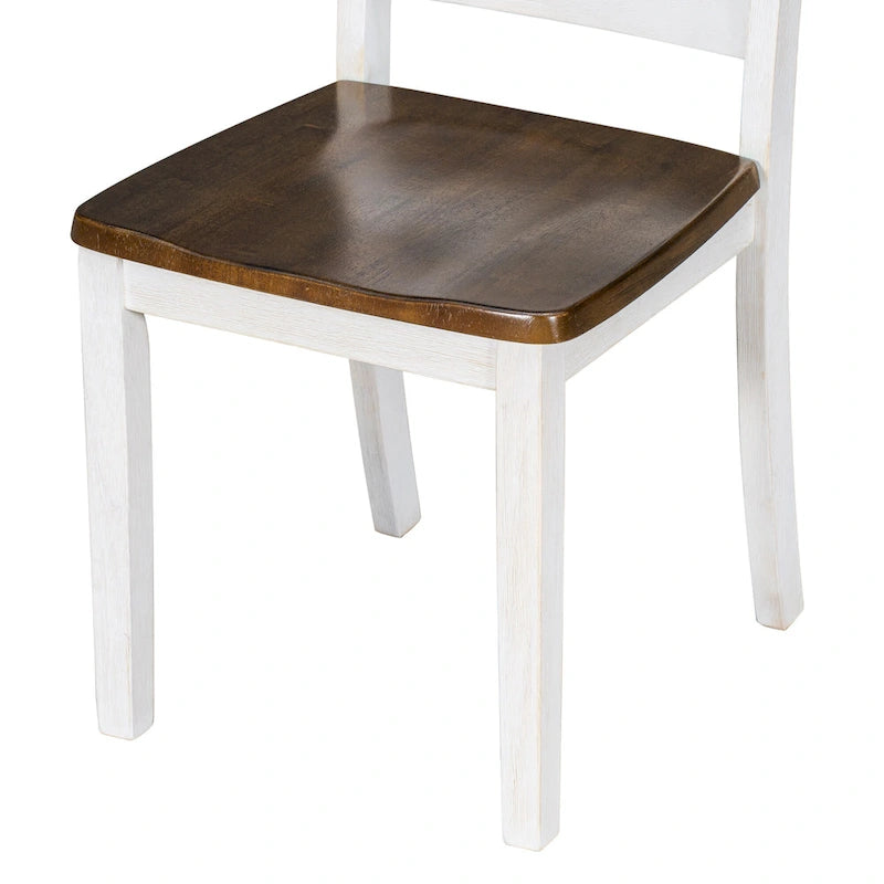 Dining Table with Chairs and Bench - 60"L x 36"W, Includes 4 Chairs & 1 Bench, Solid Wood Veneer, Distressed Walnut, 350 lbs