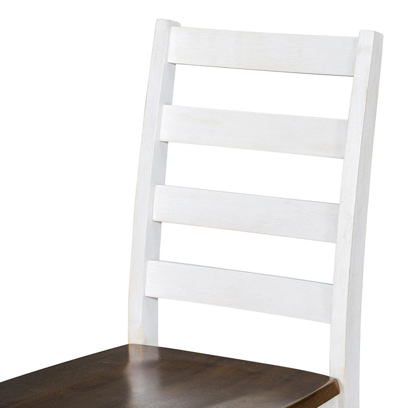 Dining Table with Chairs and Bench - 60"L x 36"W, Includes 4 Chairs & 1 Bench, Solid Wood Veneer, Distressed Walnut, 350 lbs