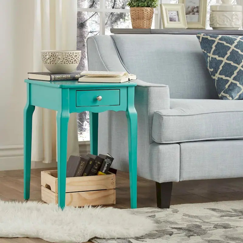 Side Table with Drawer - 16"W x 19"D x 24"H, Wood, Tapered Legs, Storage, 9 Colors, Contemporary, Poplar/MDF