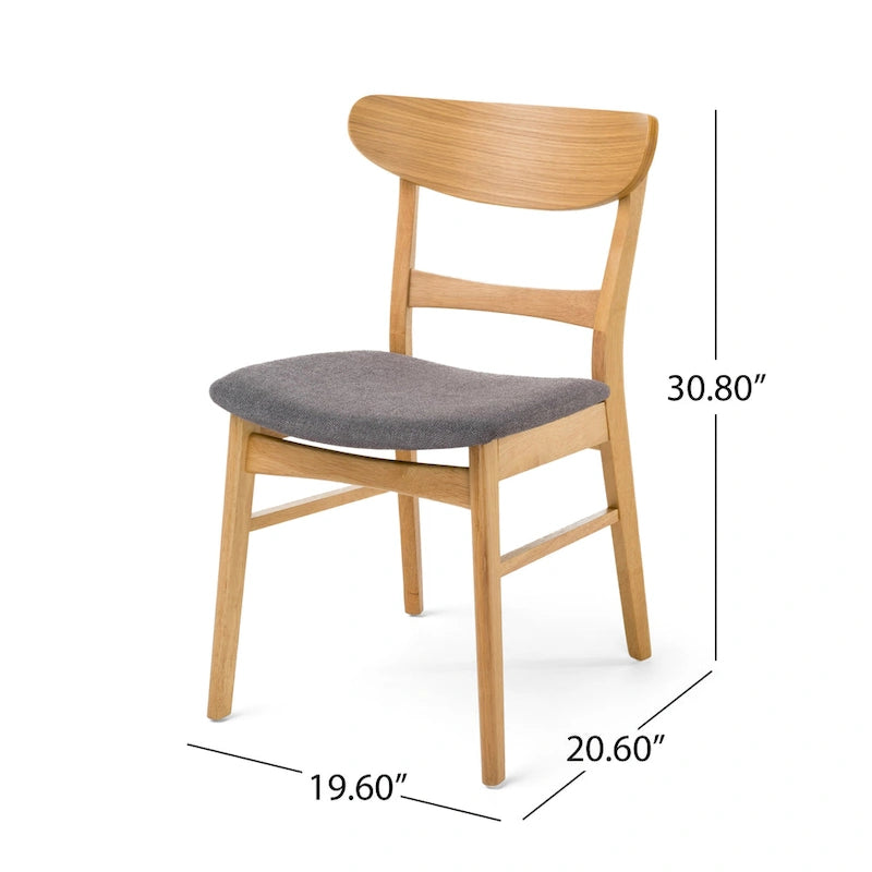 Dining Table with 6 Chairs - 59.1"W, Mid-Century Modern, Rubberwood, Upholstered Seats, 300 lbs Capacity, 6 Color Options