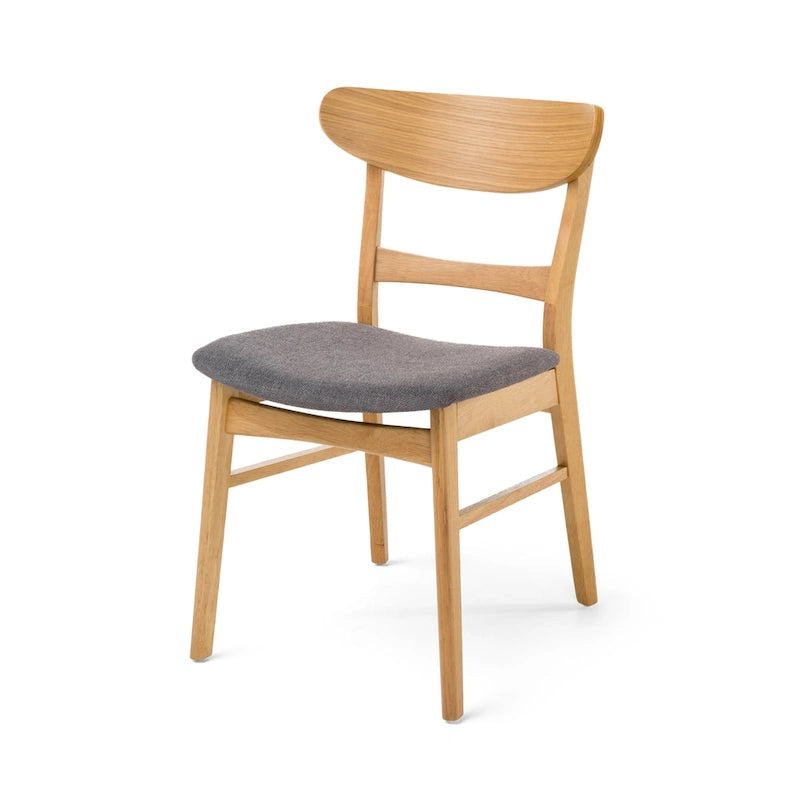 Dining Table with 6 Chairs - 59.1"W, Mid-Century Modern, Rubberwood, Upholstered Seats, 300 lbs Capacity, 6 Color Options