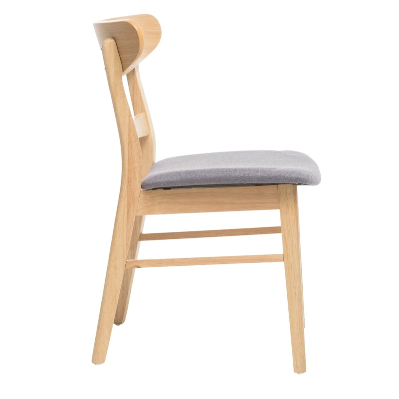 Dining Table with 6 Chairs - 59.1"W, Mid-Century Modern, Rubberwood, Upholstered Seats, 300 lbs Capacity, 6 Color Options