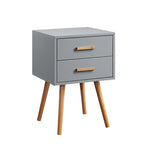 2-Drawer End Table - 15.75"L x 15.75"W x 23.5"H, MDF & Rubberwood, Bamboo Handles, Mid-Century Style, 7 Colors