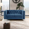 Velvet Sofa - Dutch Velvet, Iron Legs, Button Tufted, Nailhead Trim, 770-1102 lbs Capacity, Modern Transitional Style