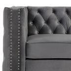 Velvet Sofa - Dutch Velvet, Iron Legs, Button Tufted, Nailhead Trim, 770-1102 lbs Capacity, Modern Transitional Style